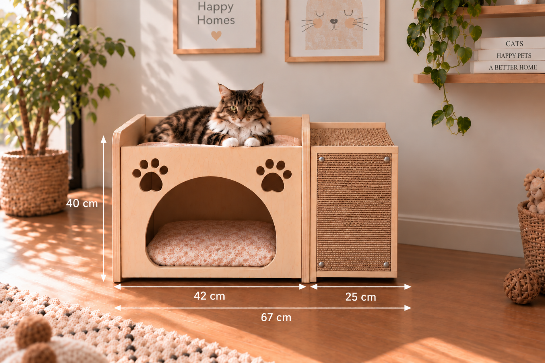 Minera Pets Modüler Kedi Evi – Yatak, Tırmalama, Beslenme ve Saklama Alanı Minera Pets Modüler Kedi Evi – Yatak, Tırmalama, Beslenme ve Saklama Alanı